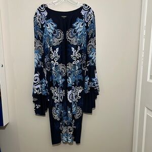 Roz & Ali Blue Sheath Dress with Bishop Sleeves